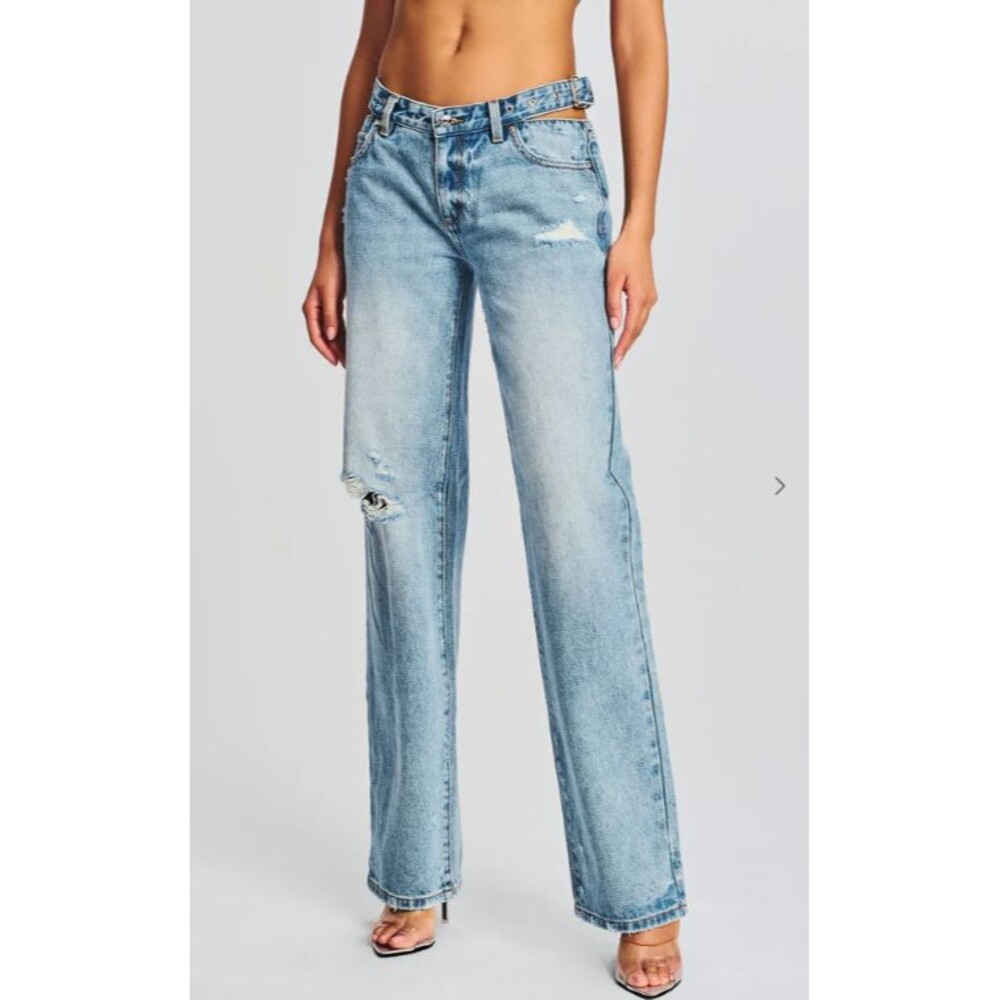 SER.O.YA Distressed Christy Straight Wide Leg Blue Jeans Actual US Size 37"x30"
